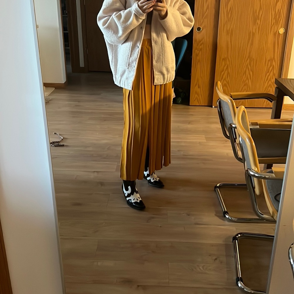 Pleated yellow maxi/midi topshop skirt
